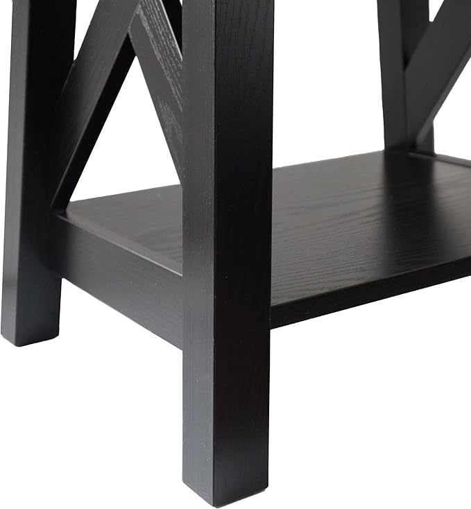 Black End Table, 2-Tier End Tables Living Room, Wood Side Table, Modern Side Table