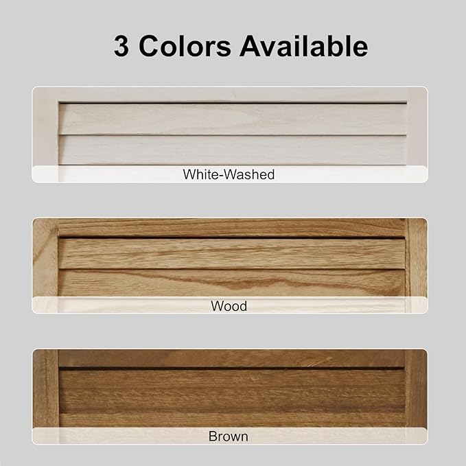 White Room Divider, Temporary Wall with Double Hinges, 5.6 Ft Tall Folding Louver Wood Screen for Home Office Bedroom Hotel Decoration (4 Panels, White-Washed)