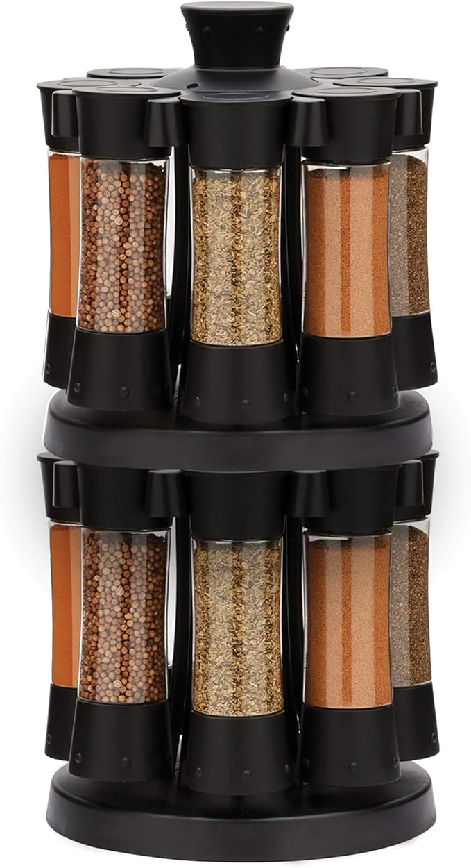 Kitchen Art Elite Auto-Measure Spice Professional 8 Compartments Black 7.45 x 7.45 x 8.25 inches