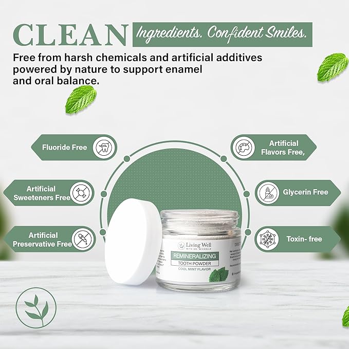 Remineralizing Tooth Powder | Fluoride-Free Hydroxyapatite Formula | Supports Enamel Strength & Oral Wellness | Safe, Clean Ingredients | Cool Mint Flavor