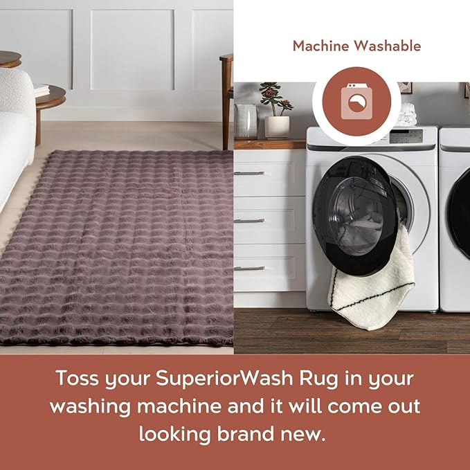 nuLOOM Jeni Checkered 7'6" x 9'6" Machine Washable Area Rug for Living Room Bedroom Dining Room Kitchen, Dark Brown