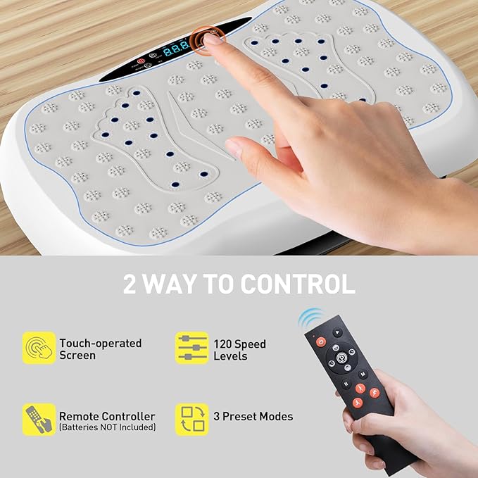 Vibration Plate Exercise Machine, Vibrating Platform for Lymphatic Drainage with 120 Speeds, Upgraded Vibrated Plates for Weight Loss, Full Body Workout Equipment for Fitness at Home