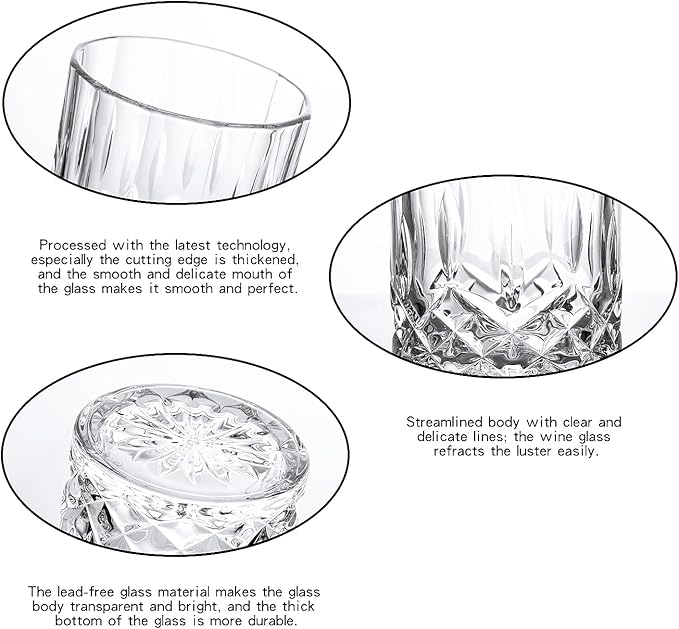 Whiskey Glasses Set of 4,Rock Glasses,11 oz Lead-Free Crystal Bourbon Glass,Old Fashioned Glass for Bourbon,Cognac,Irish Whisky,Personalised Whisky Glass Gift Set for Men,Dad,Brother