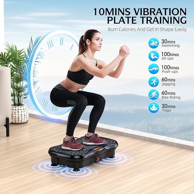 Vibration Plate Exercise Machine, Lymphatic Drainage Machine for Weight Loss, Lymphatic Drainage & Muscle Recovery, Multiple Speeds with Bluetooth & Remote, Max User Weight 330lbs