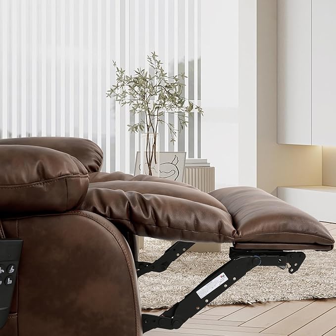 MAEVIS Power Recliner Chair, Lay Flat Sleeping Lift Chairs Recliner for Elderly with Heat and Massage,Comfy Real Breathable Leather Recliners with Dual OKIN Motor for Living Room (Ochre)