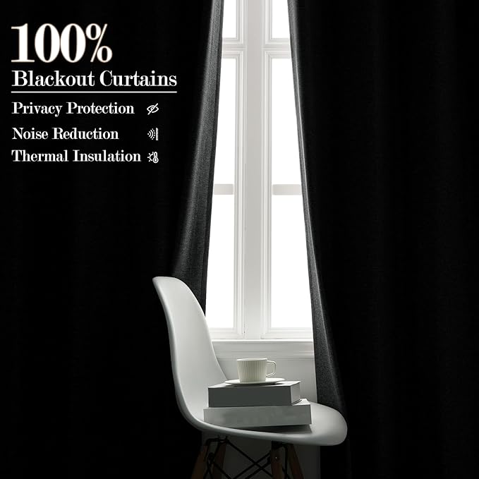 Mid Grey Pinch Pleat 100% Blackout Drapes Linen Blend, Room Divider, Room Darkening, Energy Saving, Furniture Protecting, Light Blocking Extra Wide Privacy Curtains, 200Wx108L, 1 PC