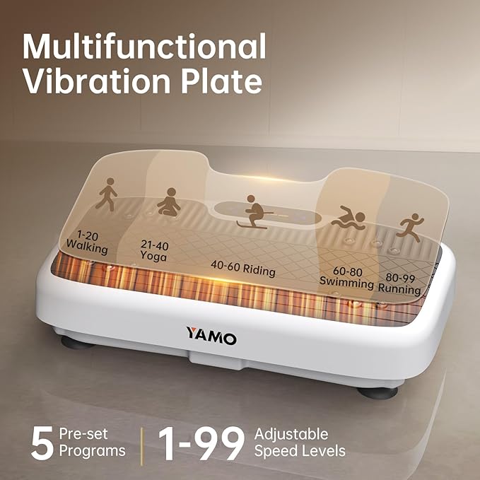 YAMO Vibration Plate Exercise Machine, Vibrating Plate for Lymphatic Drainage & Weight Loss, 350lbs Capacity Whole Body Shaking Workout Fitness Platform