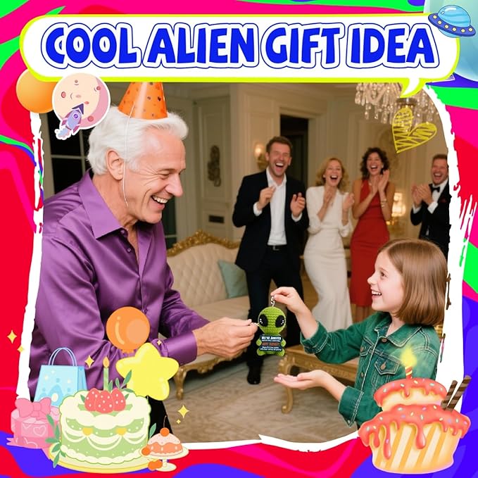 Cute Crochet Alien Plush Toy Unique Birthday Gift for Boys Girls Friends Man Women Handmade Alien Stuffed Animal Funny Space Theme Present for Kids, Teens Sci-Fi Fans