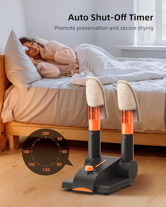 Xasla Shoe Dryer, Boot Dryer for Work Boots, Forced-air Heating Gloves & Sneakers Warmer, Folding Design with Adjustable Rack, Timer, Heat Blower Quick Drying