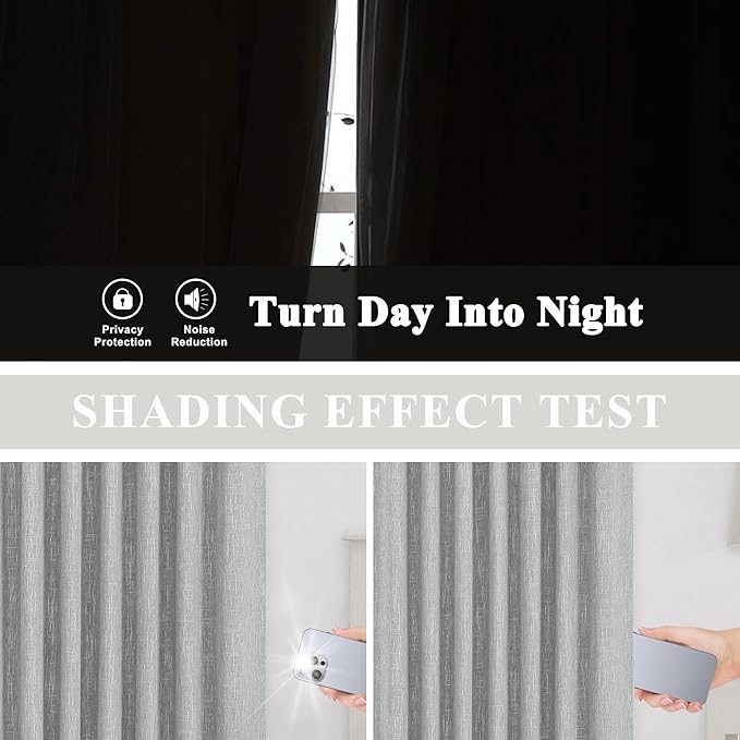 Vision Home Silver Gray Pinch Pleated Full Blackout Curtains Room Darkening Window Curtains 63 inch for Living Room Bedroom Thermal Insulated Pinch Pleat Drapes with Hooks Back Tab 2 Panel 40" Wx63 L