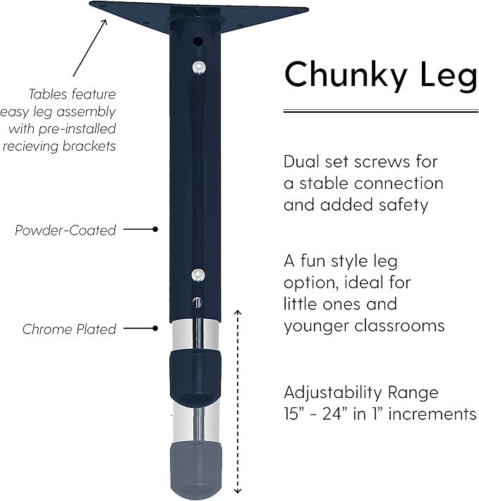 Factory Direct Partners FDP Rectangle Activity School and Classroom Kids Table (36 x 60 inch), Toddler Leg, Adjustable Height 15-24 inches - Maple Top and Navy Edge
