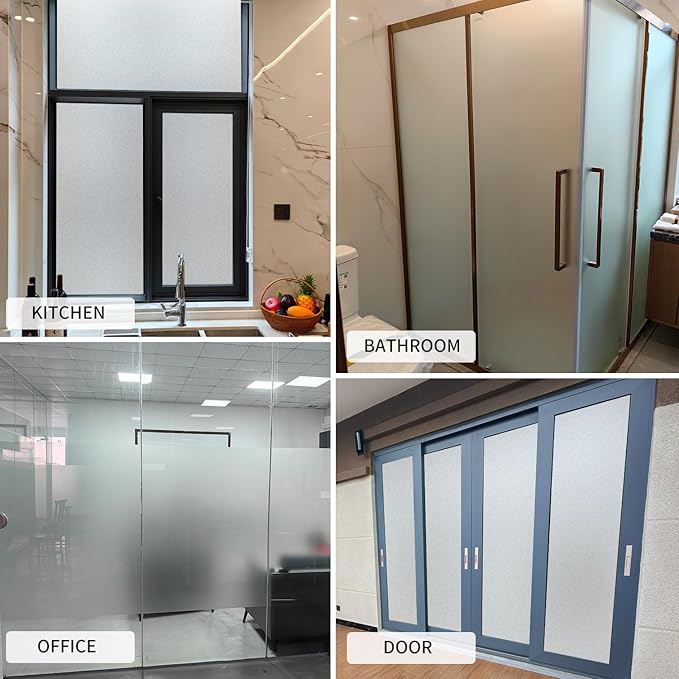 Window Privacy Film with Installation Tools, White Frosted, Static Cling, Anti UV, Heat Control, Ideal for Home Shower Office Glass Door (White Frosted, 23.6X78.7Inch)