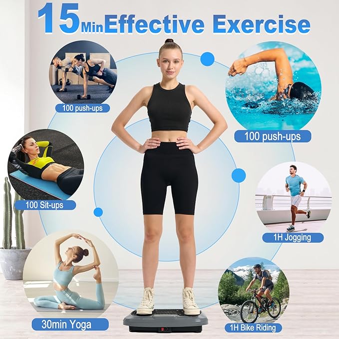 HOTWAVE Vibration Plate Exercise Machine for Lymphatic Drainage, Power Vibrating Plates Platform for Weight Loss - Whole Body Shaker Vibration Plate Machine Home Gym Shaping Fitness Workout
