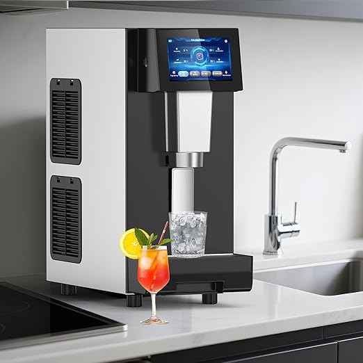 Nugget Ice Maker Countertop, 60LBS/Day with 5LBS Storage Bin, Water Dispenser Countertop Ice Maker Machine Stainless Steel, Soft Chewable Pellet Ice Machine for Home Bar Kitchen Office, Self-Cleaning