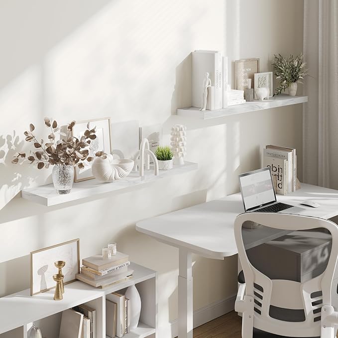 BAMEOS Floating Shelves,40 in W x 8in D Wall Mounted Wooden Shelves with Invisible Brackets Set of 2, Hanging Wall Shelves Decoration for Bedroom, Bathroom, Living Room and Kitchen