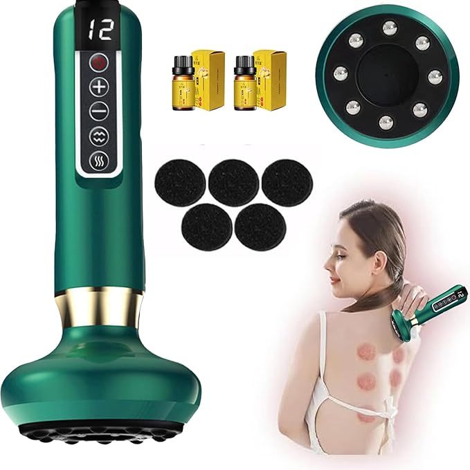 VHV Cellulite Massage Tool-Cupping Kit for Massage Therapy、Lymphatic Drainage Massager、12 Speed Adjustable Suction Cupping Therapy Set, Belly, Thighs, Arms, Butt.（Green
