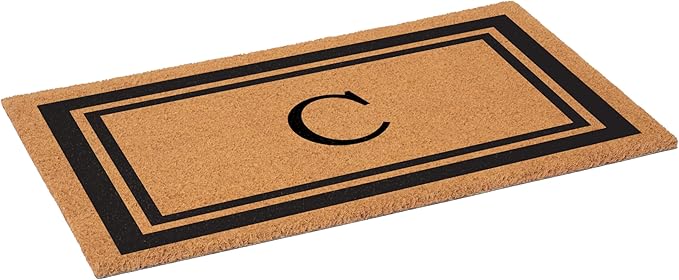 Calloway Mills 152961830C Black Border 18" x 30" Monogram Doormat, (Letter C)