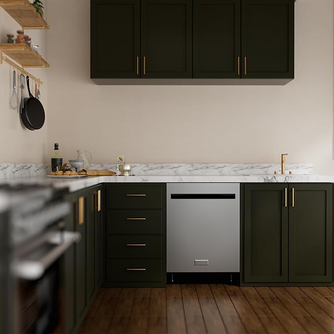 Empava 24 Inch Built-in Dishwasher, Stainless Steel Tub 15 Place Settings, 8 Wash Cycles, Top Control, Auto Door Dry, 49 dB Ultra Quiet, Energy Star & UL Certified