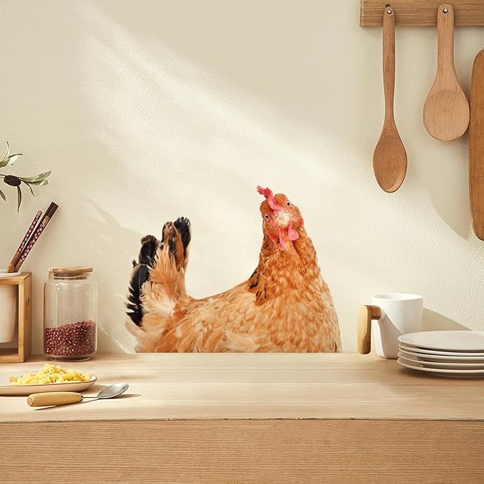 Chicken Lover Gifts Window Stickers, Cute Hens Wall Decals Peel and Stick, Funny Removable Vinyl Chicken Decoration for Farmhouse Kitchen Bedroom Door Refrigerator