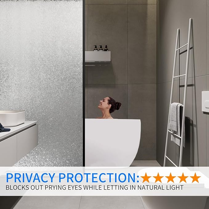 Window Film Privacy Day and Night with Installation Tools, Static Cling Glass Film Ideal for Home Shower Office Glass Door (Flash Diamond, 35.4 x 78.7 Inch)