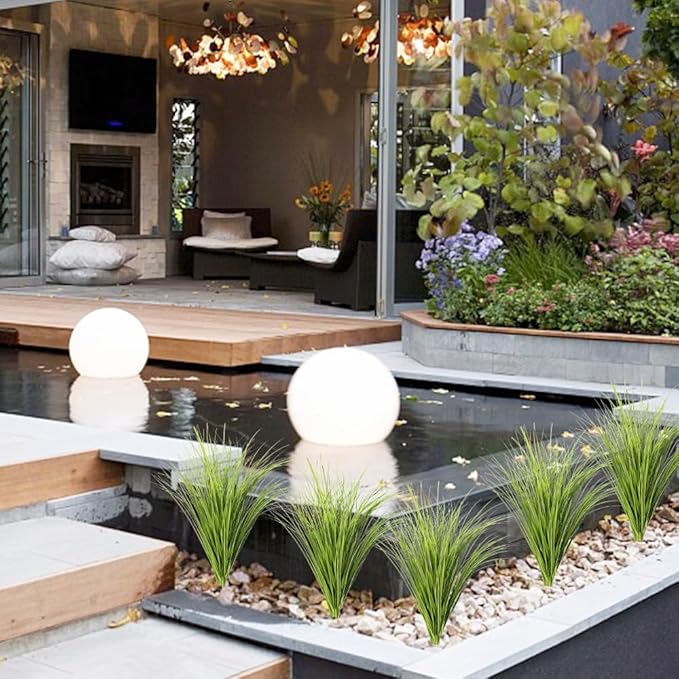 Melorca&Guilla Artificial Plants 6PCS 25.5“ Fake Tall Onion Grass,Faux Grass Plant,Artificial Grass Greenery Shrubs Bushes for Garden Porch Window Box Shop Office Home Décor