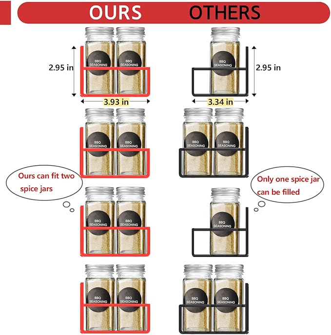 Magnetic Spice Rack Organizer for Fridge Seasoning Organizer for Kitchen Storage With Screw Magnetic Shelf for Oven, RV,Garage,Bathroom (Red, 4pack)