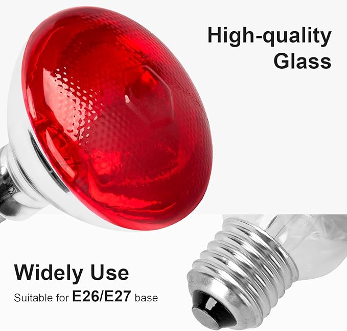 Infrared Bulb Heat Lamp, 150W Red Light Therapy Bulbs, Infrared Light Bulb for Body Suitable E26/E27 Socket