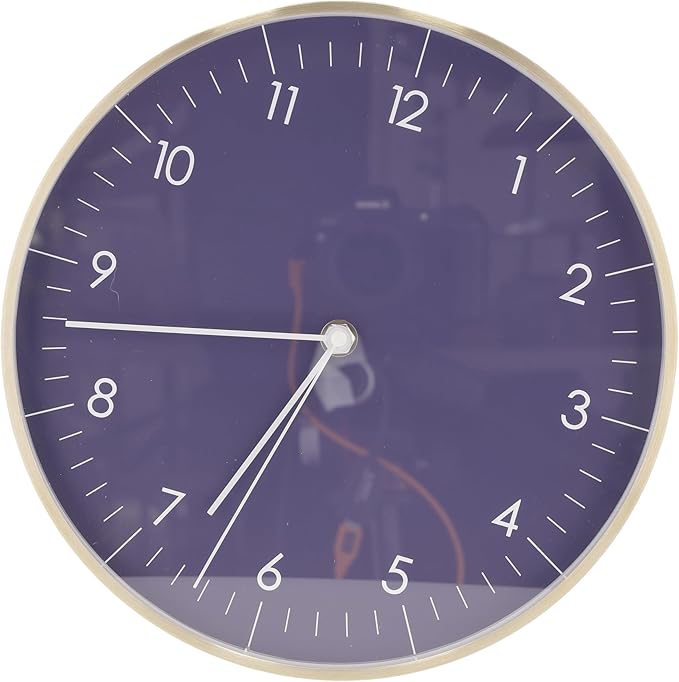 LUUK LIFESTYLE Modern Quartz Wall Clock with Silent Movement, Scandinavian Design, Kitchen and Living Room Clock, Gift idea, Trendy Home Decor, 10 inch, in Dark Blue and Gold