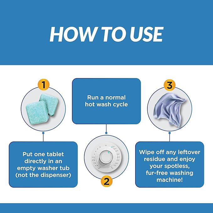 Washing Machine Cleaner Tablets - 24 Count 1-Year Supply | Formulated for Pet Owners | Pet-Friendly Deep Descaler | HE, Top & Front Load | Septic Safe & Eco-Friendly | Eliminates Odor & Residue