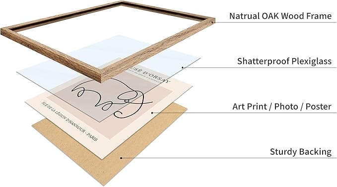 Poster Master Vintage Poster - Retro One Line Elephant Drawing Print - Elephant Art - Minimal Gift for Men, Women, Animal Lover - Abstract Wall Decor for Home, Office, 8x10 Beige Framed