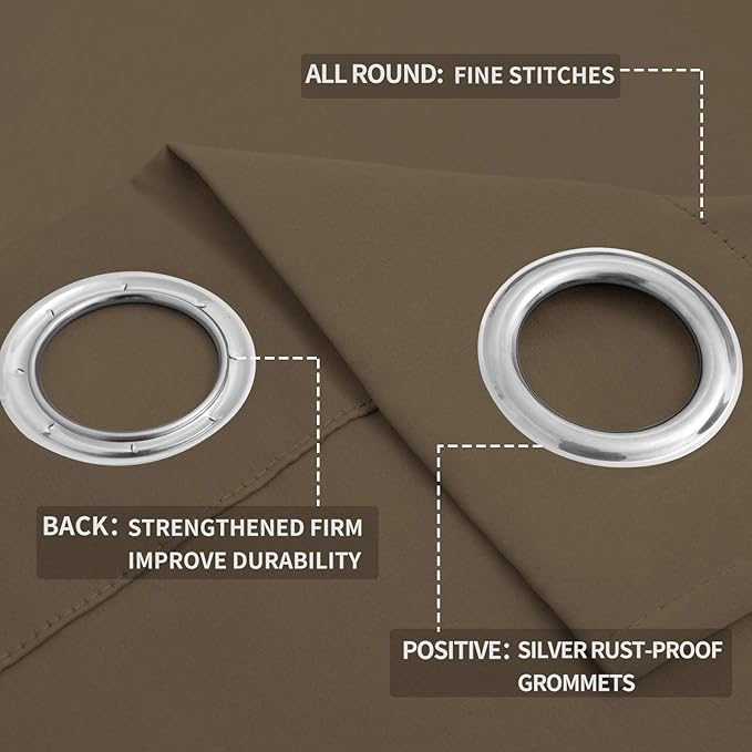 Easy-Going Blackout Curtains for Bedroom, Solid Thermal Insulated Grommet and Noise Reduction Window Drapes, Room Darkening Curtains for Living Room, 2 Panels (52x46 in,Natural)