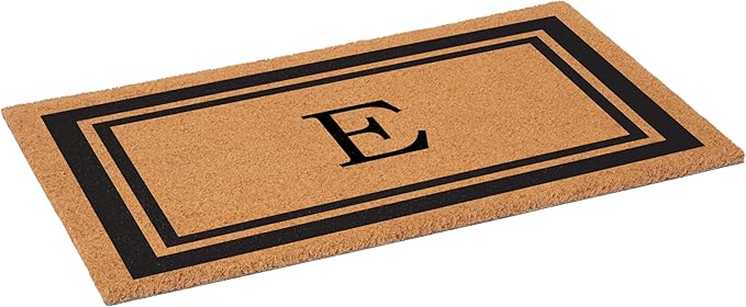 Calloway Mills 152962436E Black Border 24" x 36" Monogram Doormat, (Letter E)