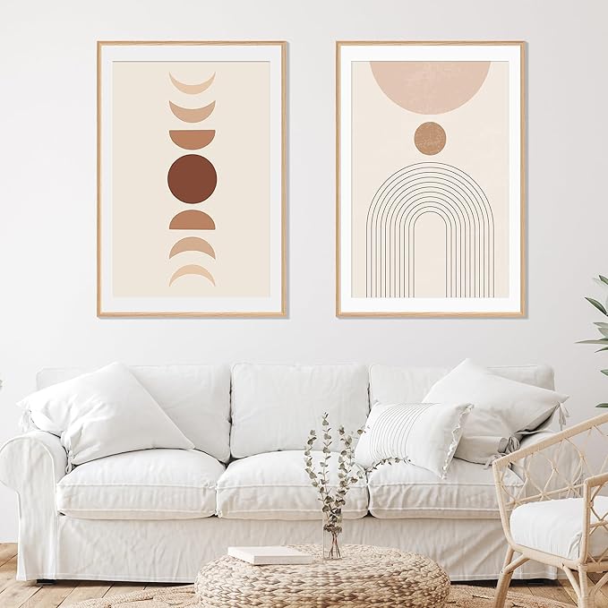 27x40 Poster Frame Set of 2 Natural Solid Oak Photo Frames with 24x36 Removable Mat Wall Hanging Large Handcrafted Frame with HD Plexiglass Wall and Tabletop Display Large Picture Frame