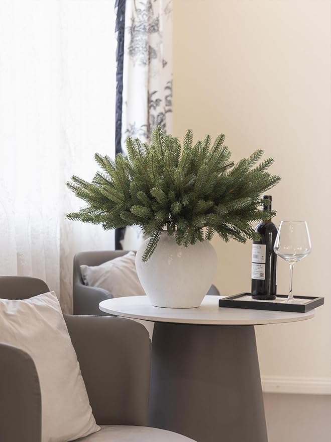 MISSPIN 12 Pcs 19.5 Inches Christmas Cedar Branches, Cedar Artificial Christmas Branches DIY Crafts Faux for Xmas Indoor Outdoor Home Decor