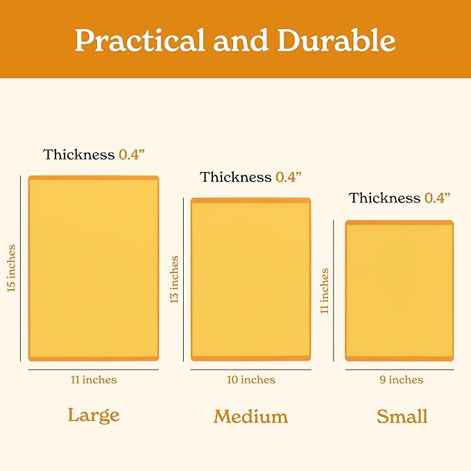 SMIRLY Plastic Cutting Board Set 3 Pieces, Non-Slip Dishwasher Safe Chopping Boards for Kitchen, Yellow