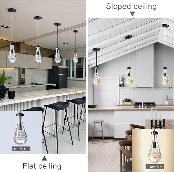 Modern Raindrop Pendant Lights Set of 2, Bronze Pendant Lights Kitchen Island, Black Pendant Light Island Lights for Kitchen Chandeliers for Living Room Bathroom Bedroom Hallway,Bulb Included