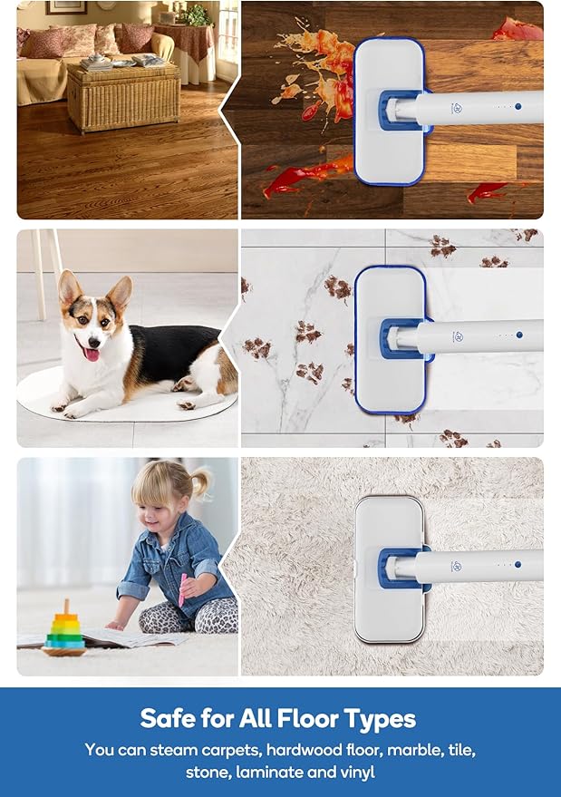 Steam Mop for Floor Cleaning,15-Second Setup,Chemical-Free Floor Steam Cleaner for Hardwood,Laminate,Tile&Greasy Spots.Ergonomic Design with Hands-Free Standing,3 Steam Settings,Reusable Washable Pads