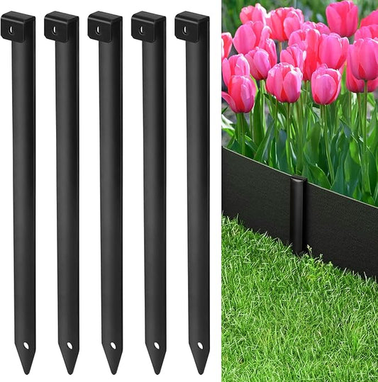 Landscape Edging Metal Stakes - 20 Pcs, 10 Inch Garden Landscape Stakes, High Carbon Steel Landscape Anchoring Stakes for Flowerbed Edging, Outdoor Tent and Landscape Edging Coil