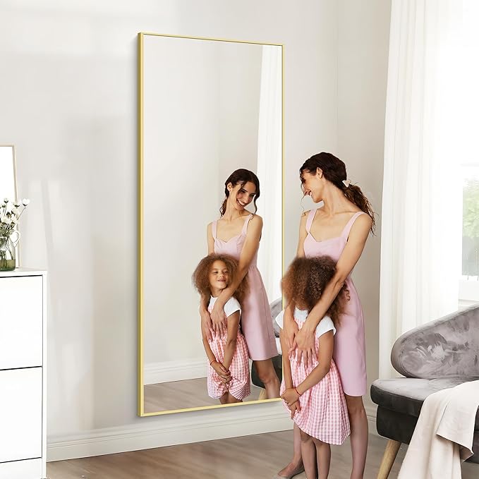 30x72inch Bathroom Mirror, Gold Rectangle Mirror with Thin Metal Frame, Large Rectangular Wall Mirrors for Bathroom, Living Roomm, Hair Salon, Big Farmehouse Mirror Hang Horizontal/Vertical