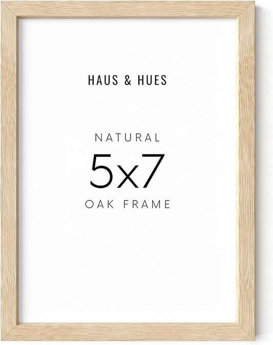 HAUS AND HUES Wood Picture Frame, 5x7 inches, Beige (Natural Oak, Poster Type, Set of 1)