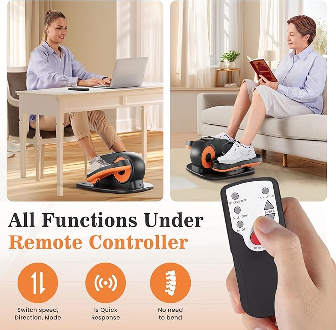 Under Desk Elliptical Machine, Ellipse Exerciser as Seen on TV for Seniors with Remote Control & 12 Adjustable Speeds, Elliptical Machine for Home