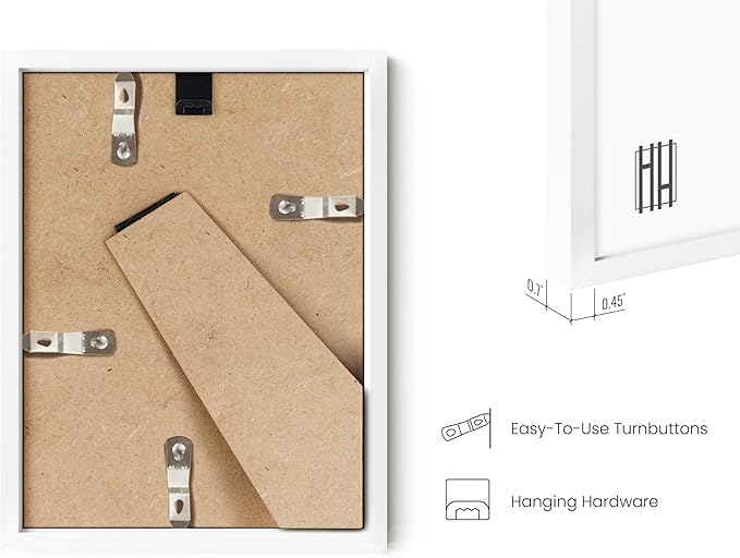 HAUS AND HUES 6x8 White Metal Picture Frames - Bulk Frames 6x8 - Features Premium Aluminum, Vertical Hanging, Easel Back for Tabletop, Home, Office (6x8 in, White, Set of 25)