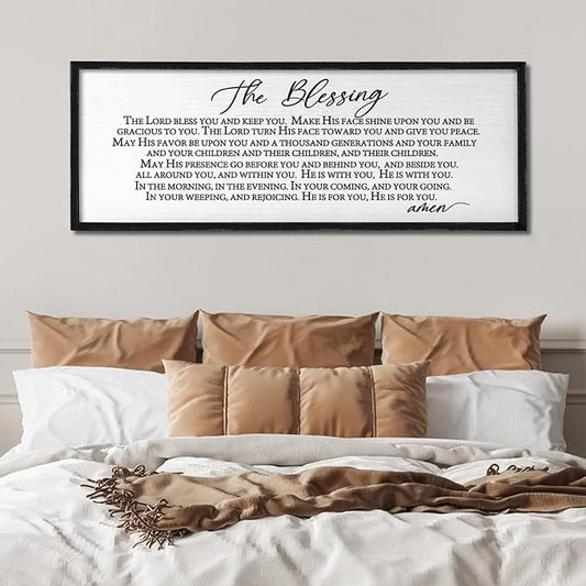 The Blessing Christian Song Lyrics Wall Decor Art 24"X10" Quote Christian Bible Verse Religious Scripture Wall Sign (Black)