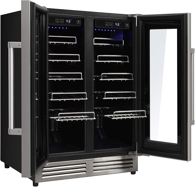 THOR Kitchen Freestanding/Under-Counter 24-Inch Dual Zone Wine Cooler in Stainless Steel - Model TWC2402