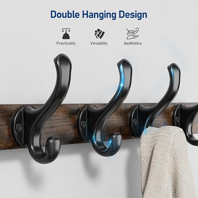 Tatub 20" Rustic Coat Rack Wall Mount with Shelf, Wall Hooks with Shelf, Heavy Duty Entryway Organizer Hangers for Hanging, Hat, Bag, Jacket for Bathroom, Living Room, Bedroom, Rustic Brown