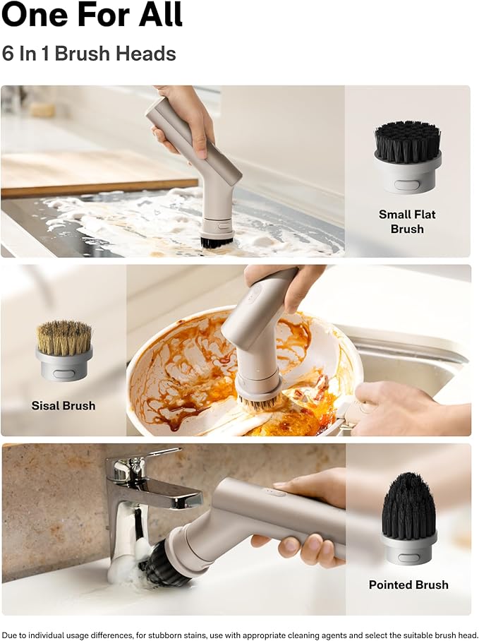 HOTO Cordless Electric Spin Scrubber, IPX7 Full Body Waterproof Dish Scrubber Brush, Bathroom Cleaning Brush, Max 22 in-lb, Power Scrubber with 9 Brush Heads for Kitchen, Sink, Bathroom, Shower, Tile