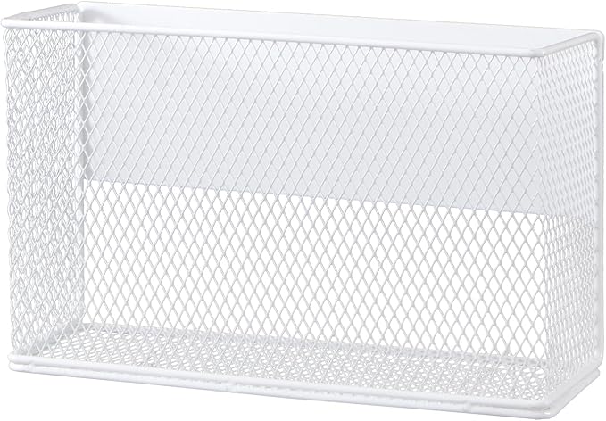 Magnetic Basket Organizer Holder for Fridge Magnetic Storage Bin Box Containers, White Magnetic Locker Organizer Holder for Kitchen Storage, Magazine, Whiteboard,10" × 3.34" ×5.9"