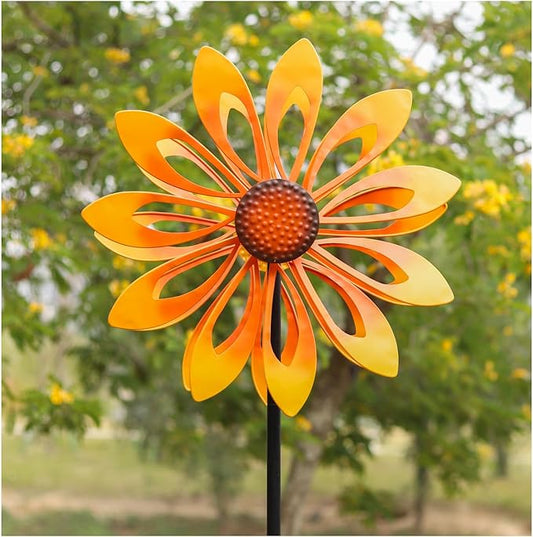 Floral Yard Garden Wind Spinners - Kinetic Outdoor Metal Wind Spinners, Lawn Yard Garden Decor, Birthday Gifts for Women(Sunflower)