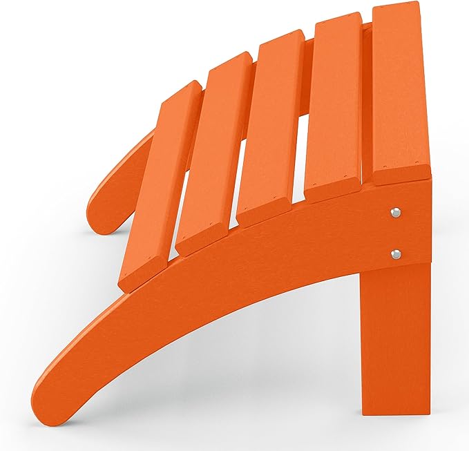 WestinTrends Outdoor Ottoman, Patio Adirondack Ottoman Foot Rest, All Weather Poly Lumber Folding Foot Stool for Adirondack Chair, Widely Used for Outside Porch Pool Lawn Backyard, Orange