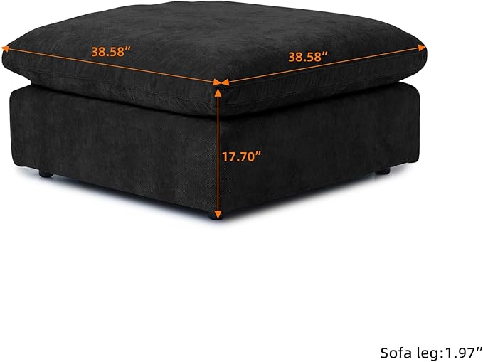 JACH U Shaped Sectional Couches, Cloud Sectional Couch with Deep Seat, 119" Down Filled Modular Sofa with Chaise, Covers Removeable & Washable, Sofas Furniture for Living Room, Black